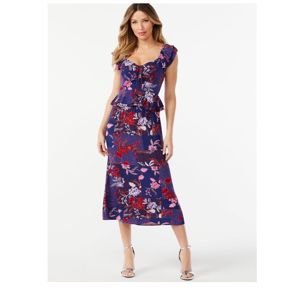 Women’s Sweetheart Midi Dress - Sofia Jeans by Sofia Vergara Midnight Multi XS